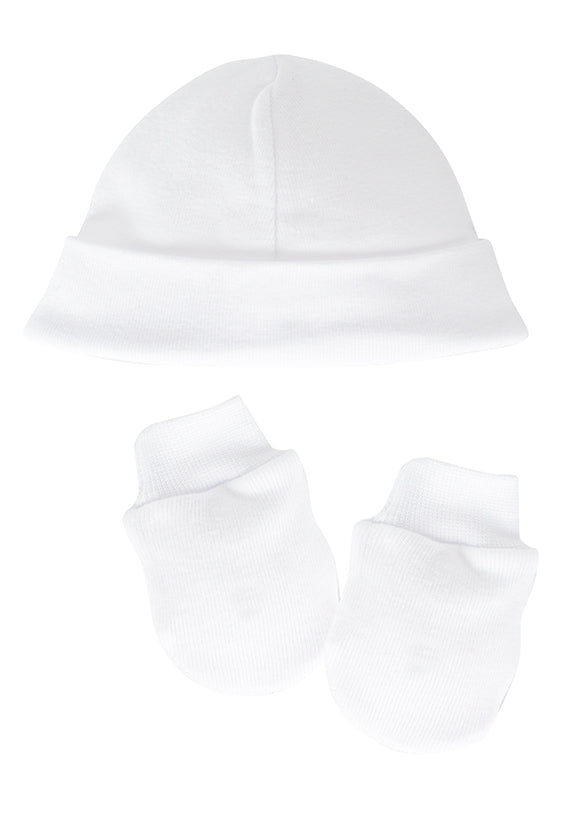 Pack Natal Blanco Calamaro Gorrito y Manopla  Bordado Personalizado