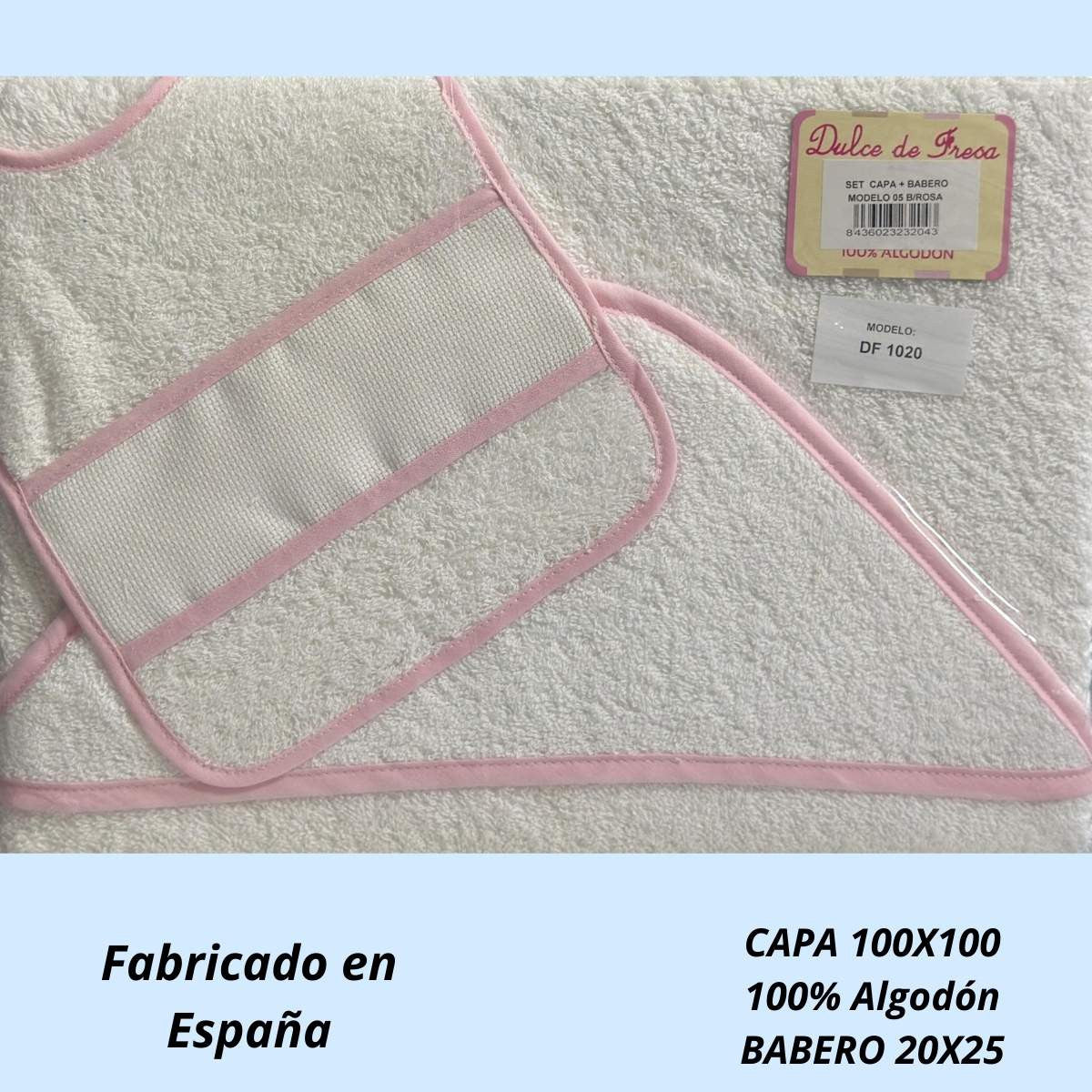 Conjunto Bordado Capa de Baño + Babero – Rosa