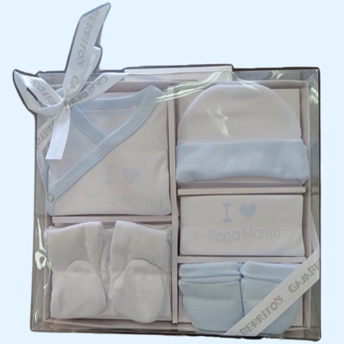 Cajita Regalo Bebé Recién Nacido – 5 Piezas Algodón Azul