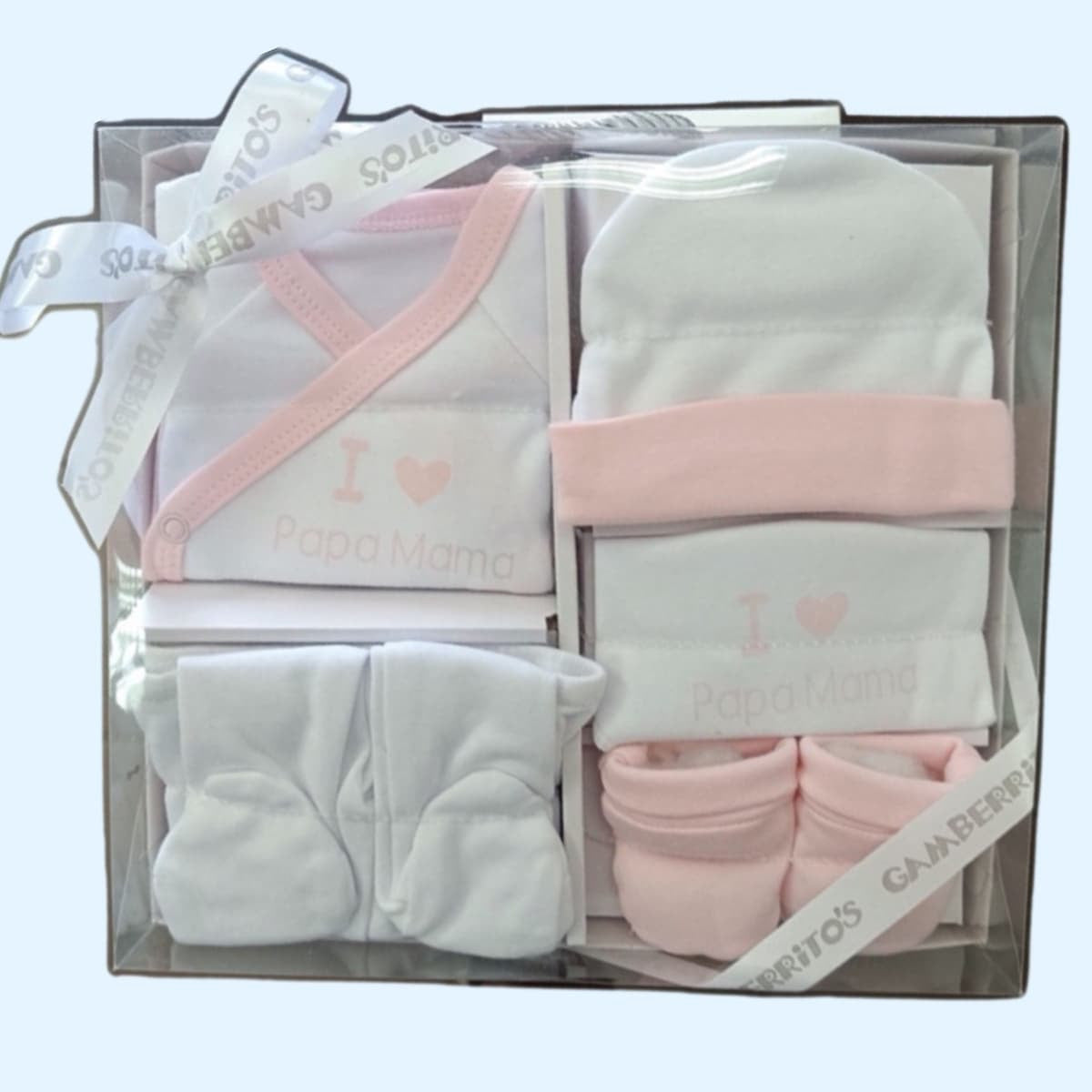 Cajita Regalo Bebé Recién Nacido – 5 Piezas Algodón Rosa