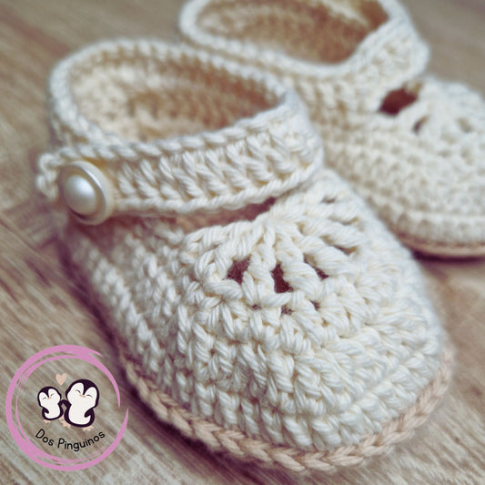 Zapatitos Crochet Beige Algodon