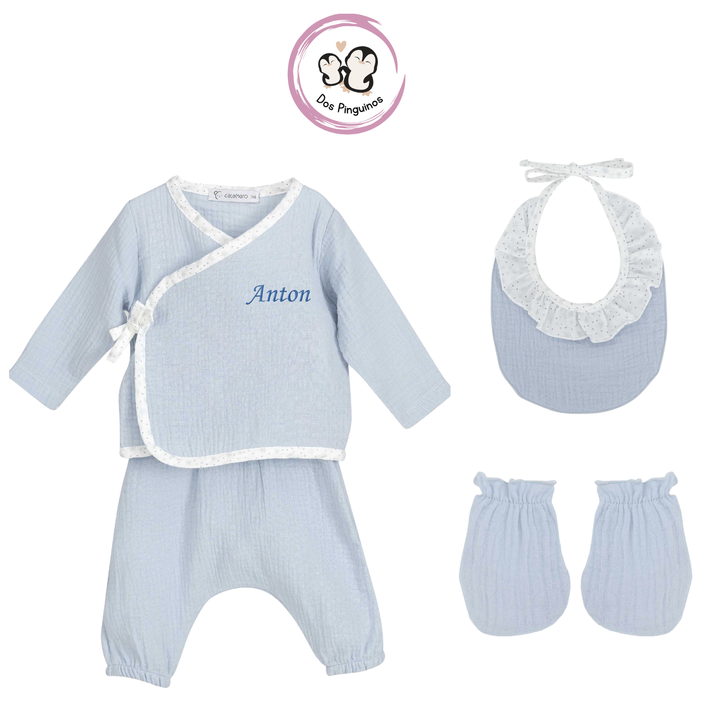 Pack Regalo Bordado SOFT  3 Piezas Azul