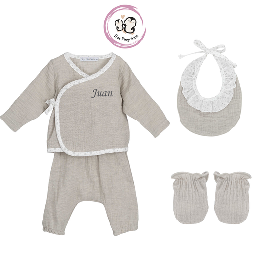 Pack Regalo Bordado SOFT  3 Piezas Arena