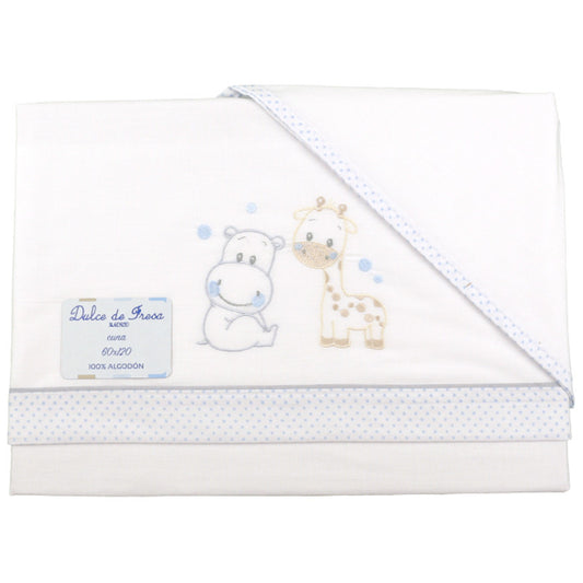 Sabana Cuna con Hipo/Jirafa Celeste Bordada (alhmoada)