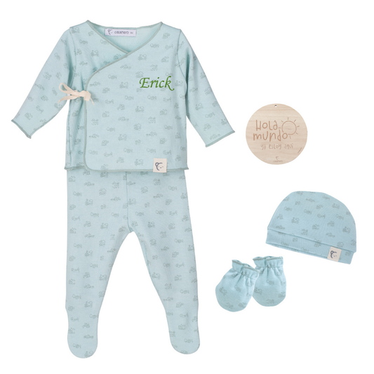 Pack Regalo Bordado Calamaro Verde Mint