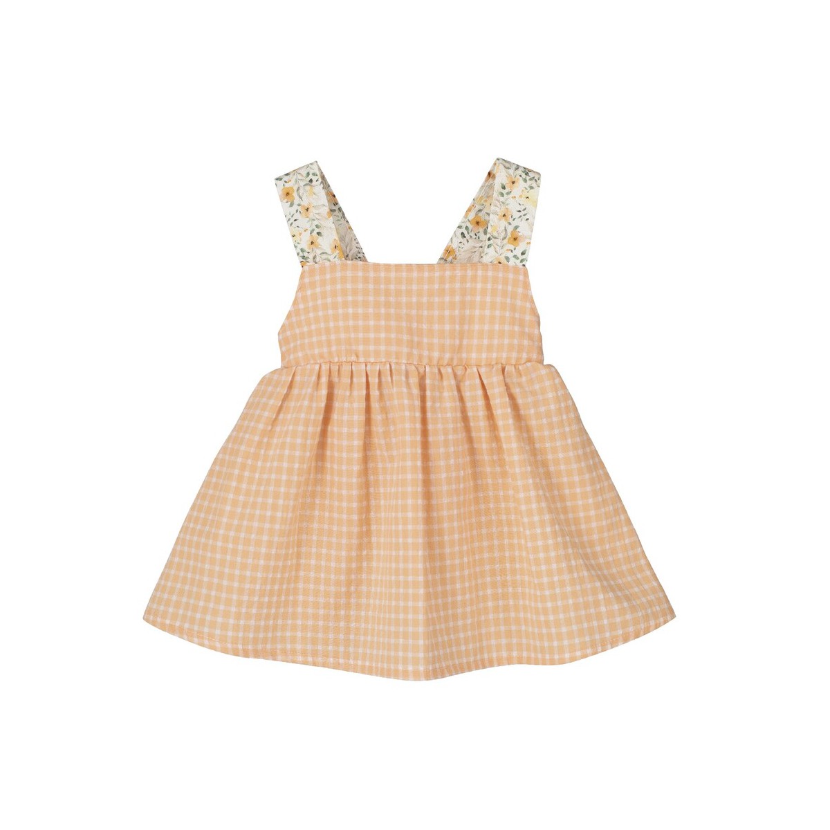 Vestido Bebé Niña Calamaro Cuadros Melocotón