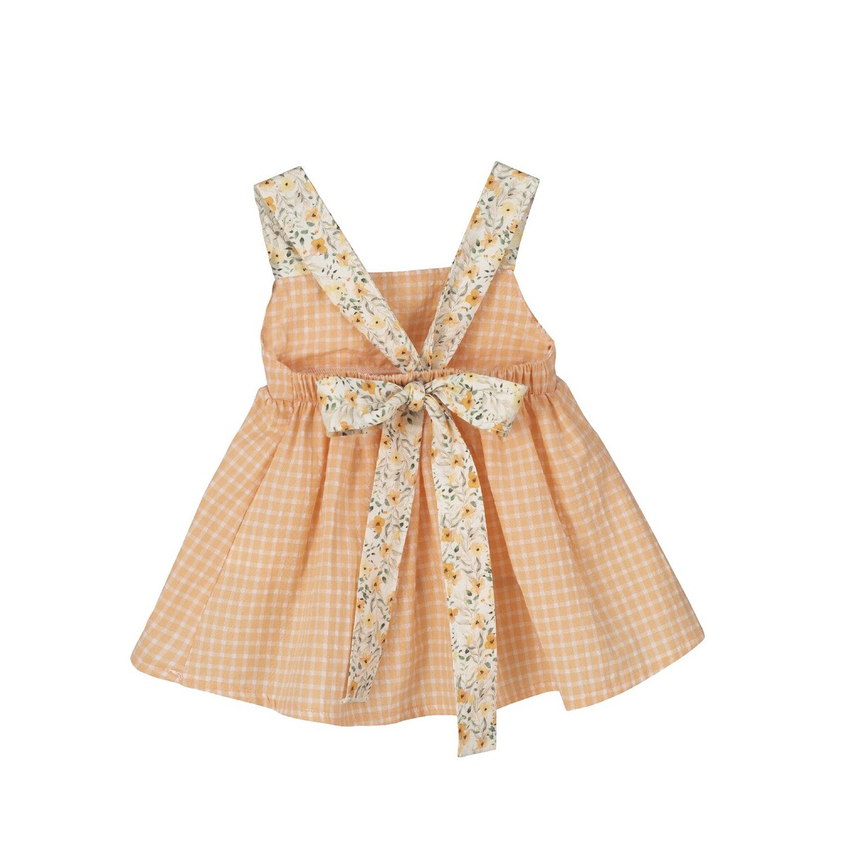 Vestido Bebé Niña Calamaro Cuadros Melocotón